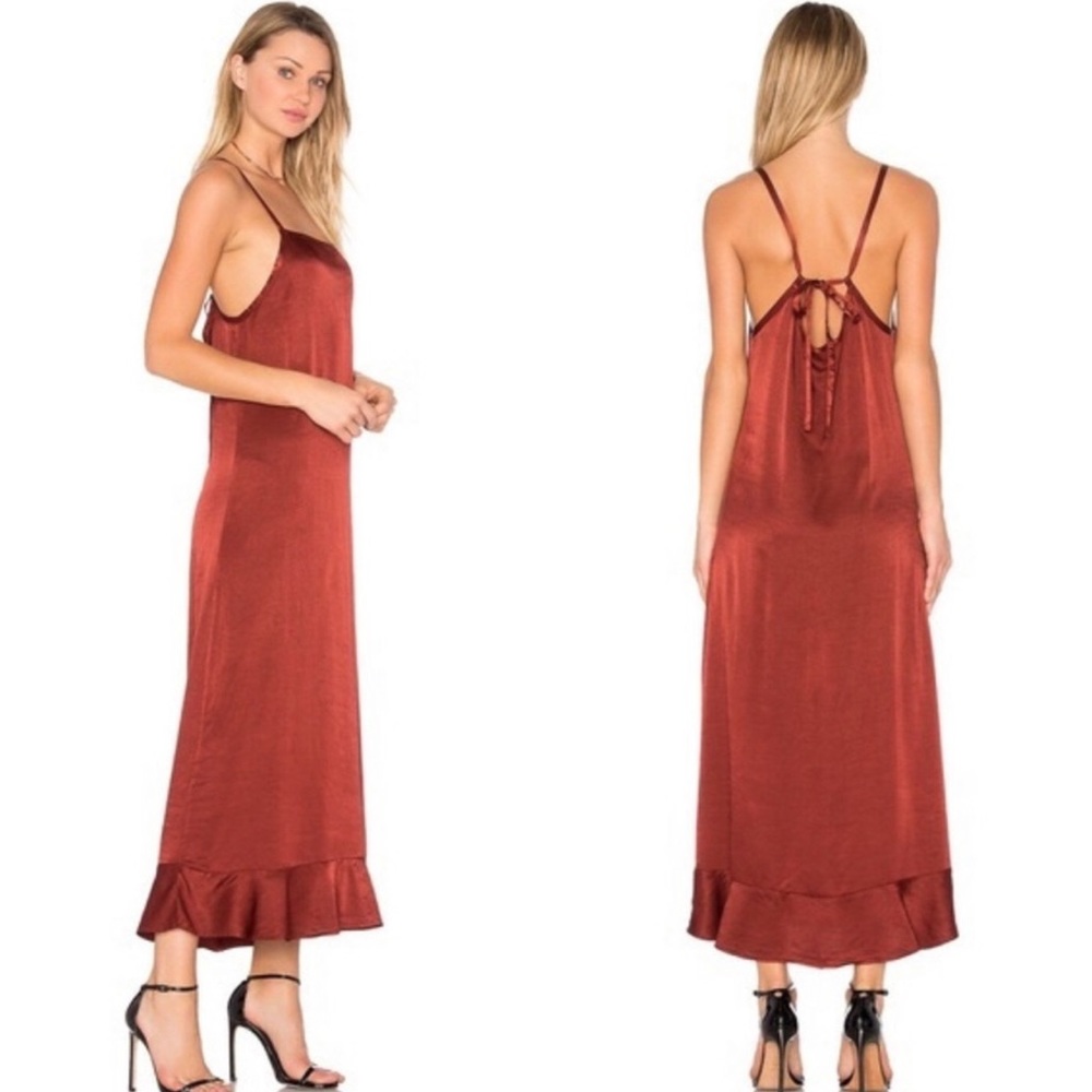 LACAUSA Rust Color Midi Slip Dress size Small